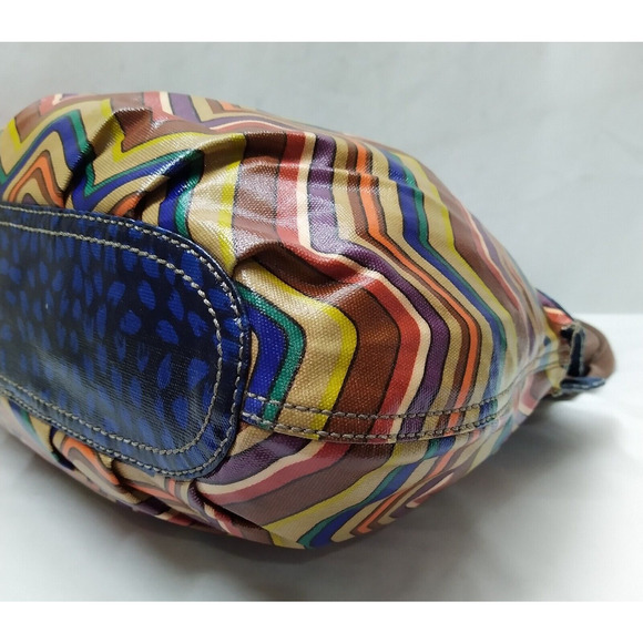 Fossil Key Per Multicolor Coated Canvas Stripe Double Handle Tote Shoulder Bag - Picture 8 of 15